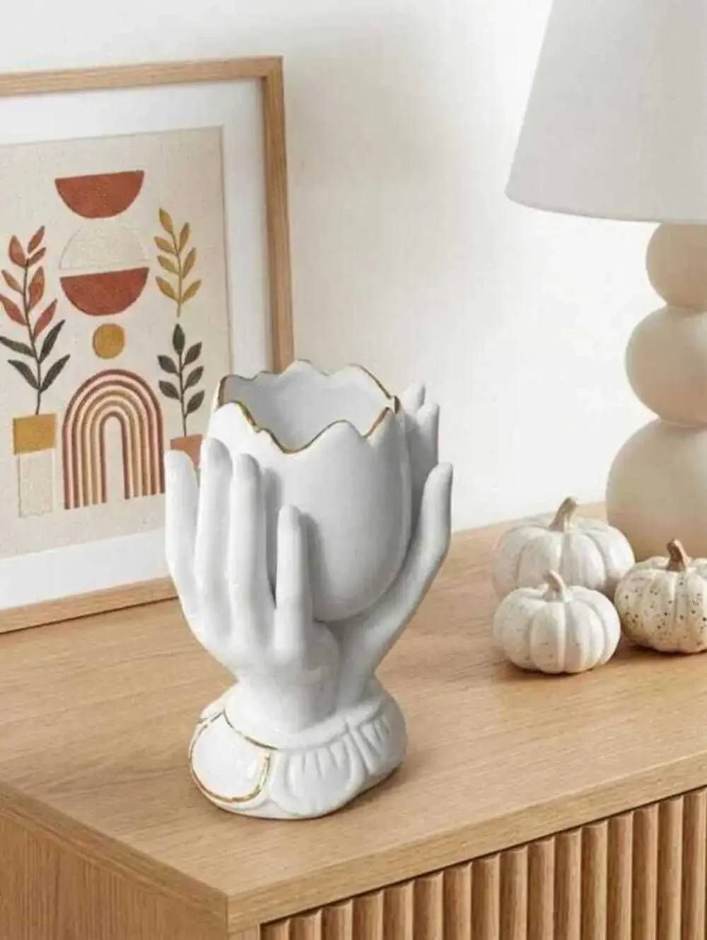 Vintage Japan Porcelain Hand Vase, Orange Floral Accent, Cottagecore Ring Holder